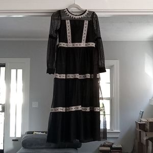 Blush by Angel's Size 7/8 Long Black dress with Cream Lace